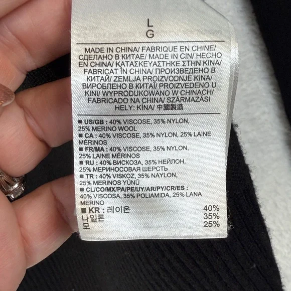 Banana‎ Republic Soft Wool Blend Black Open Front Cardigan with side zippers  L - Picture 4 of 6